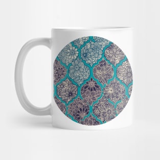 Moroccan Floral Lattice Arrangement - teal Mug